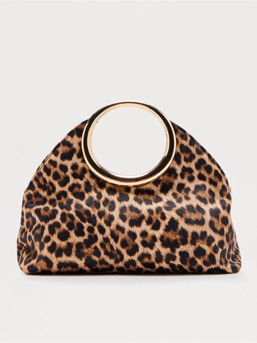 Fashion Nova Leopard Print Ring Handle Clutch Bag